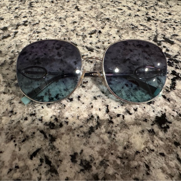Tiffany & Co. Silver Blue Round Sunglasses